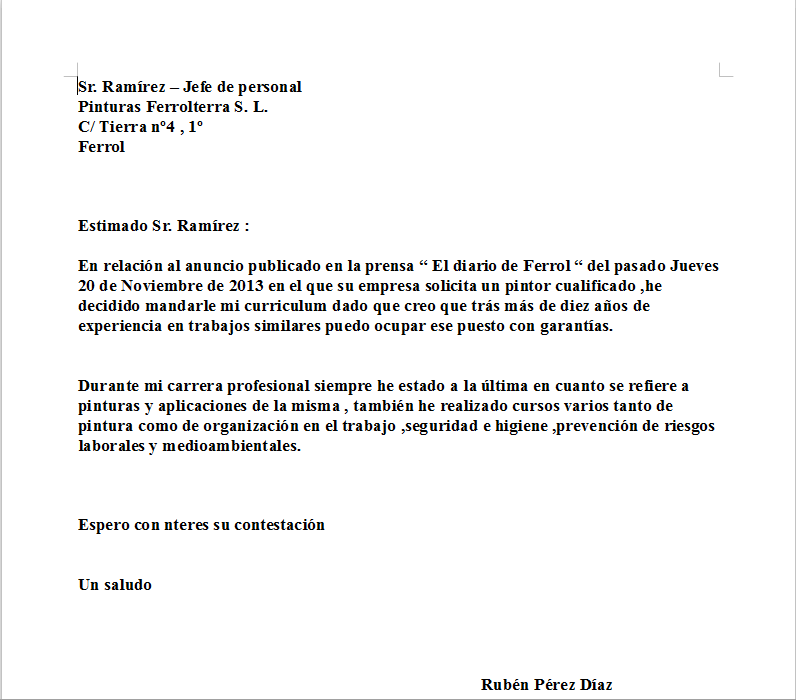 Practicas De Tic De Ruben Perez Carta De Presentacion