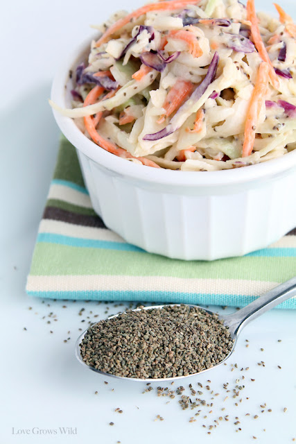 Easy Creamy Coleslaw recipe perfect for Summer parties and cookouts! The best coleslaw I've ever made! via LoveGrowsWild.com #recipe