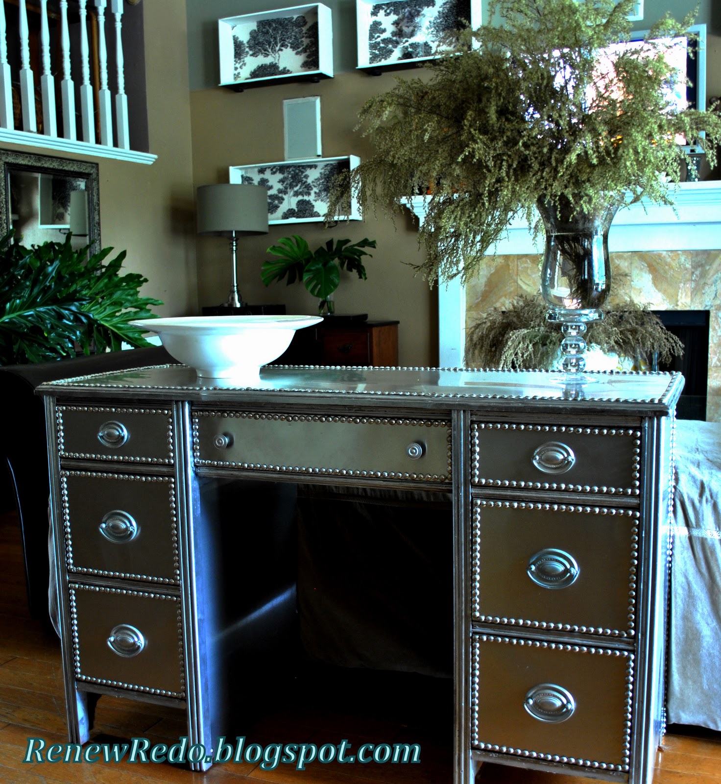 Renew Redo An old desk gets a stainless steel look. DIY Show Off