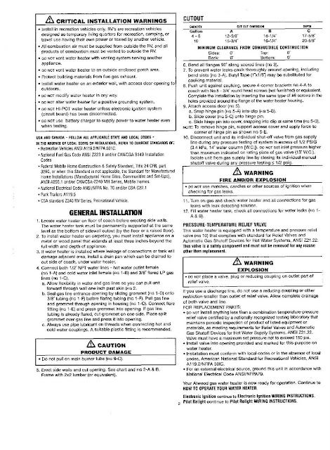 1983 Fleetwood Pace Arrow Owners Manuals: Atwood L.P. Gas water Heater