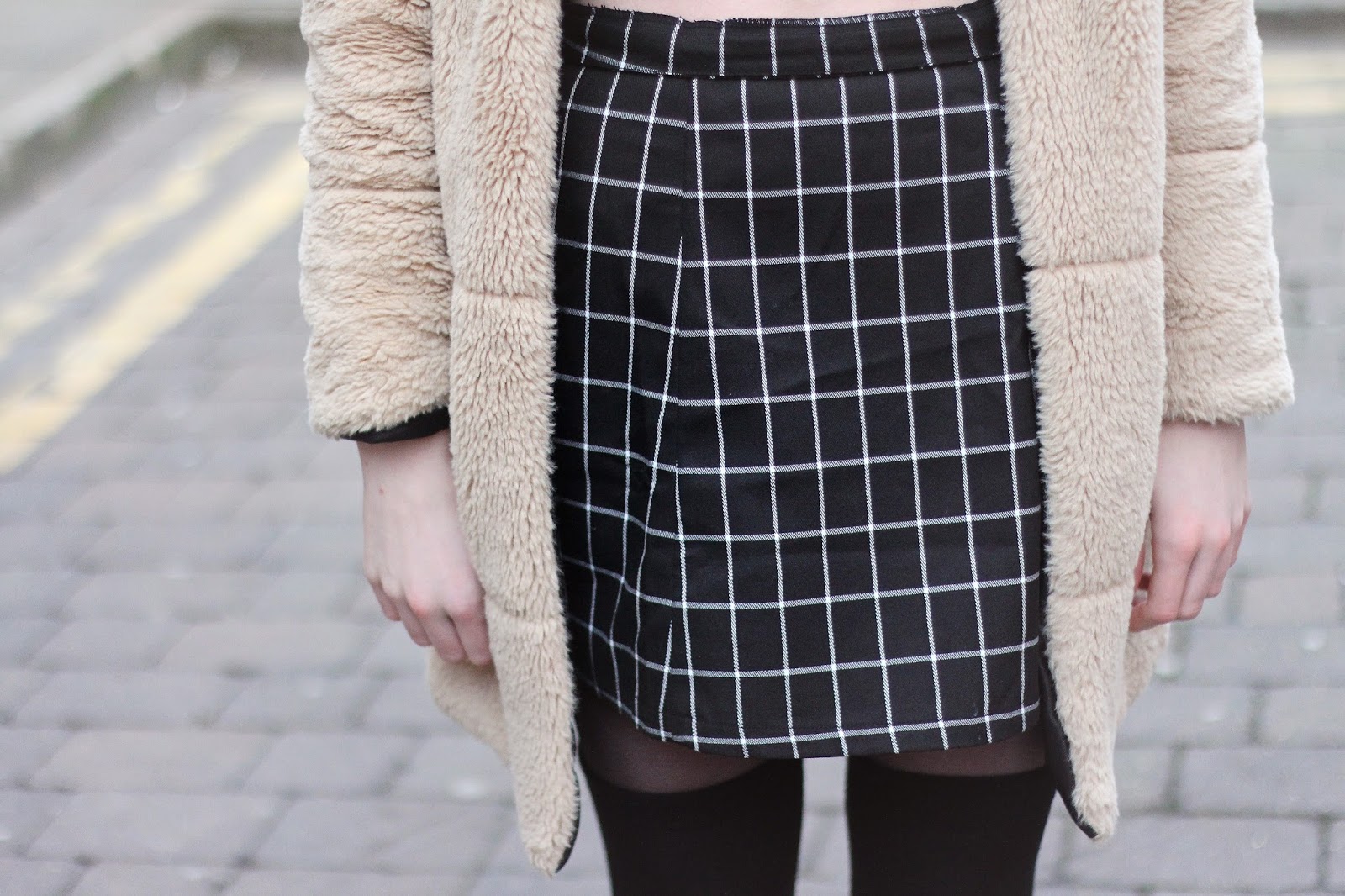 grid print skirt