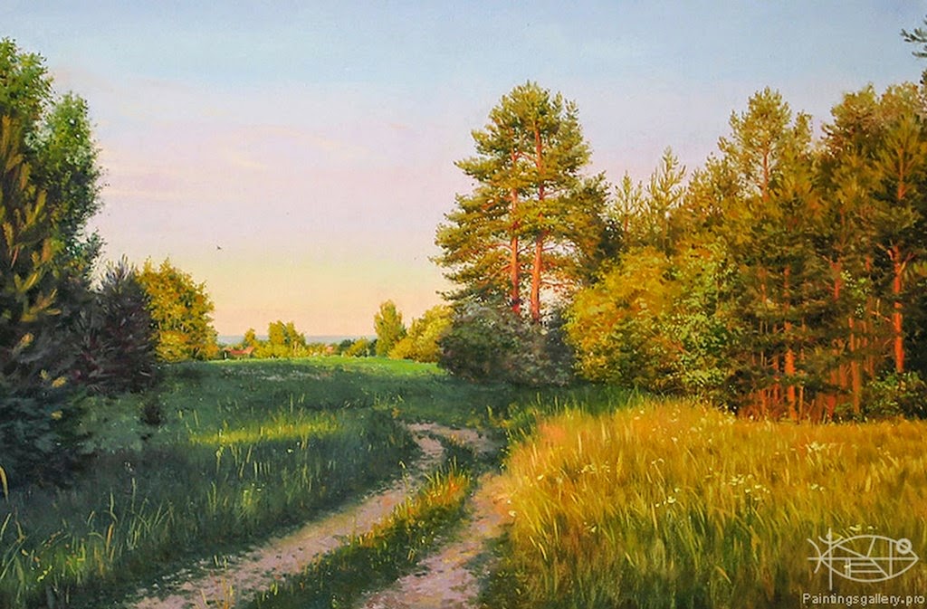 El arte en Rusia. Paisaje-con-camino-pintura-al-oleo