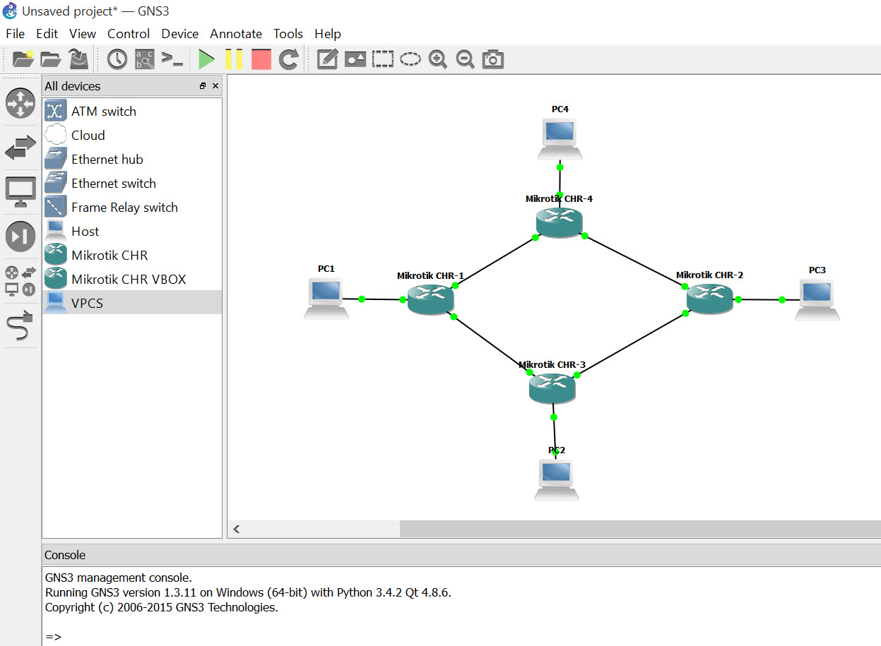Mikrotik Simulator Gratis menggunakkan GNS3 dan Cloud Hosted Router