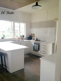 20 State: White flatpack U shaped kitchen with island - just add