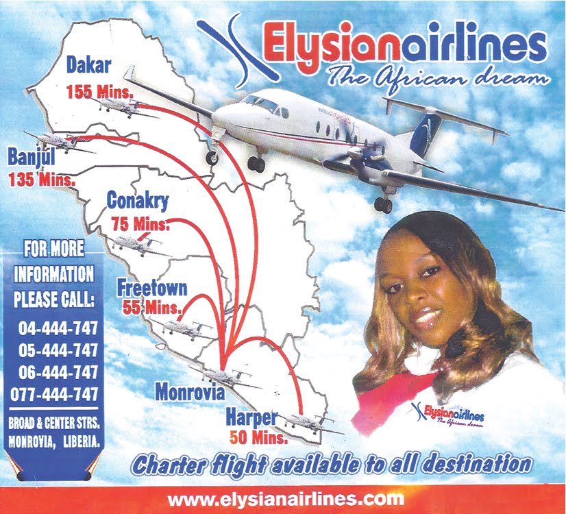 The Timetablist Elysian Airlines Routes from Monrovia, c.2009