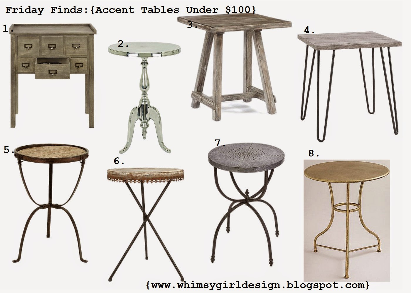whimsy girl Friday Finds {Accent Tables Under 100}