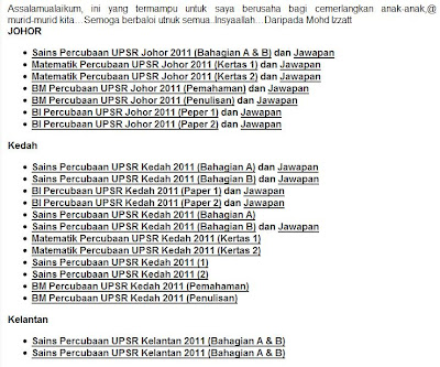 Soalan Percubaan UPSR 2011