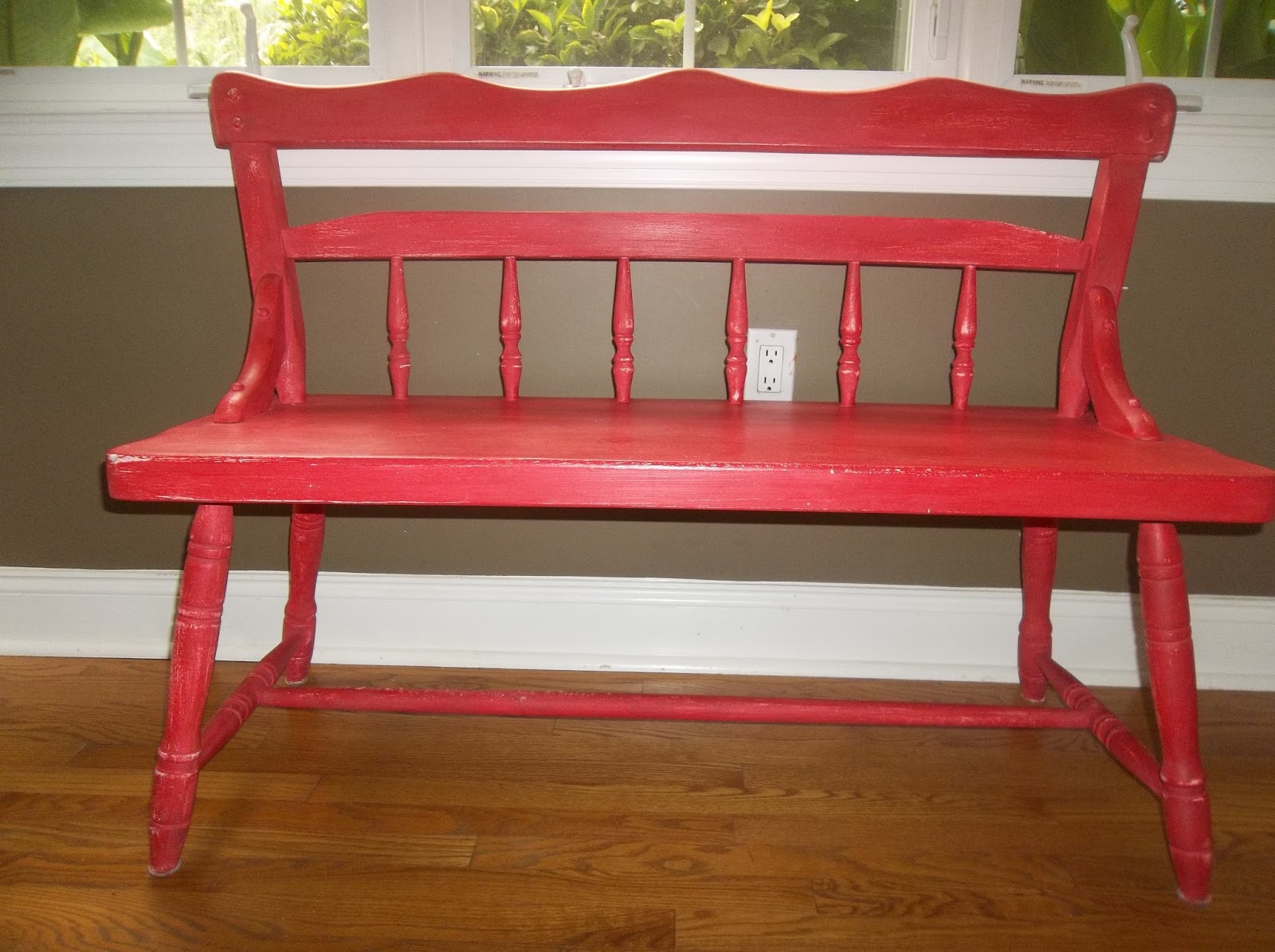 Painted on a Whim Stained Glass and Miss Mustard Seed painted bench