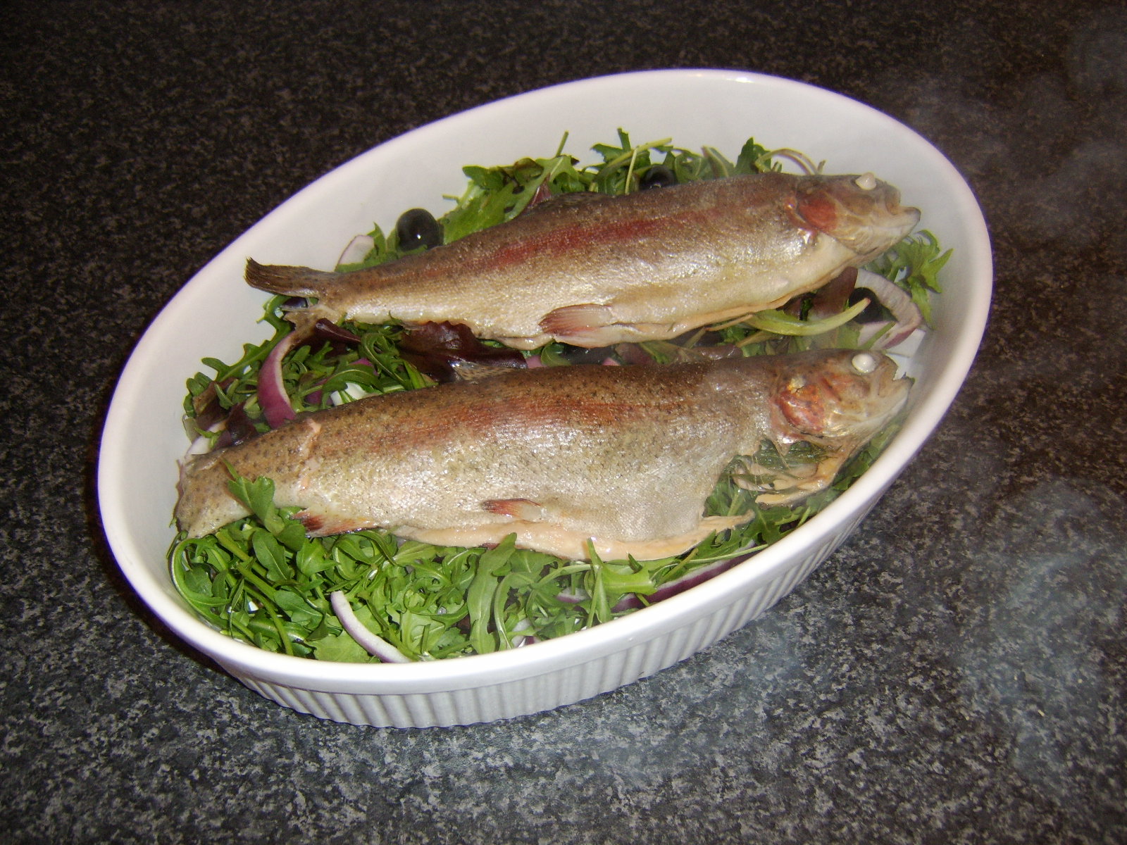 What Should I Have for Dinner Tonight? Rainbow Trout Steamed in White