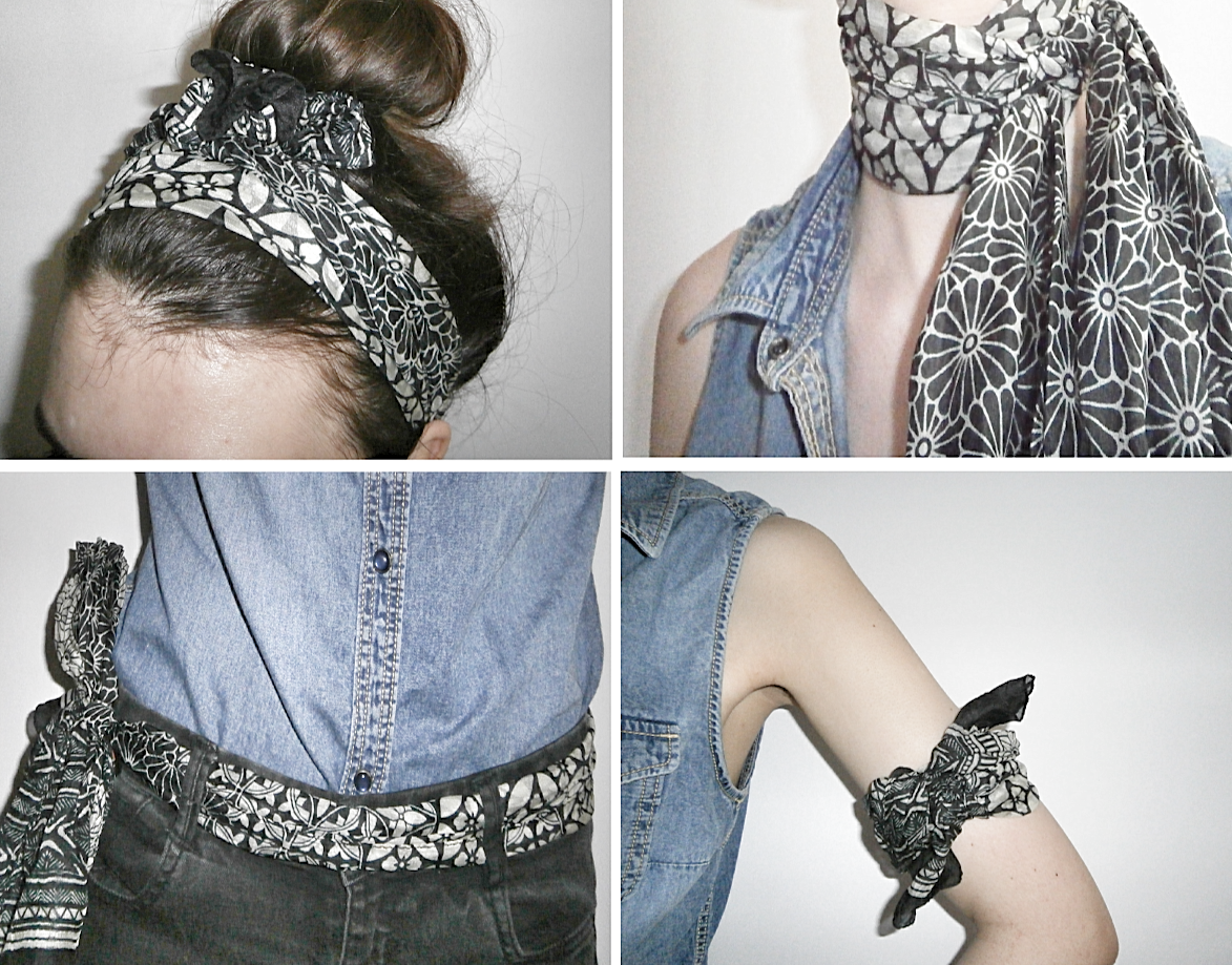 Different ways to wear a skinny scarf BEAUTY FINE PRINT