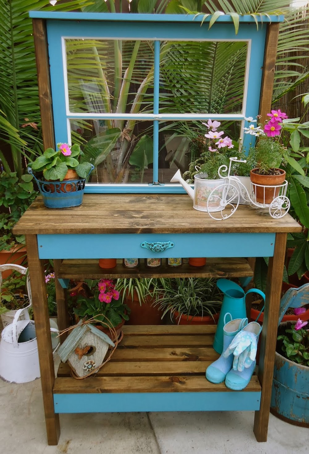 Vintage WIndow Potting Bench - SOLD