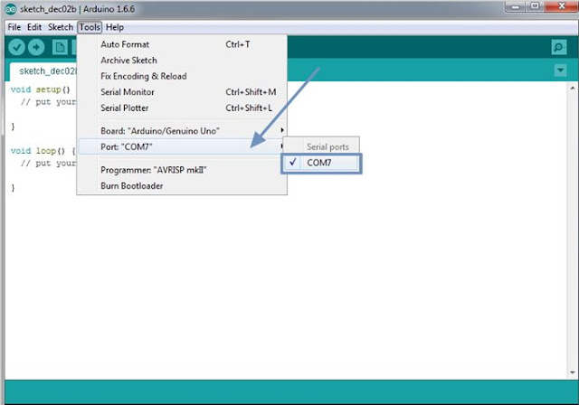 Pengaturan Port IDE Arduino Pengaturan Port IDE Arduino