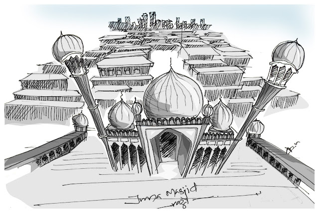 Delhi Juma Masjid Sketch