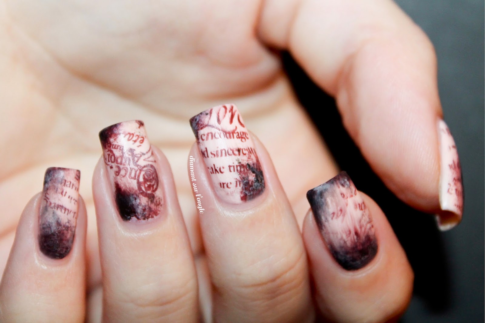 Old book page's nail art