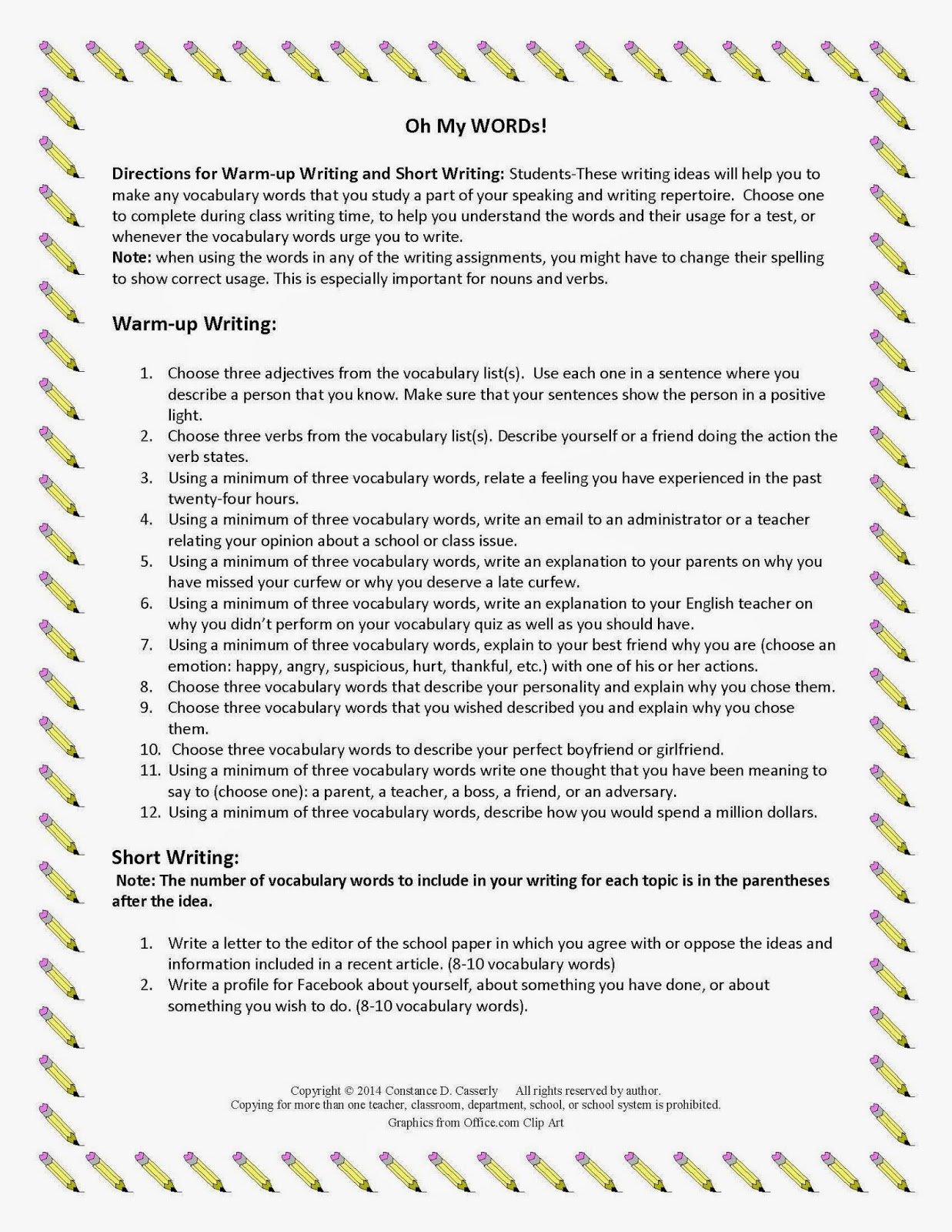 TEACH IT WRITE Language Arts Activity Oh My WORDs!