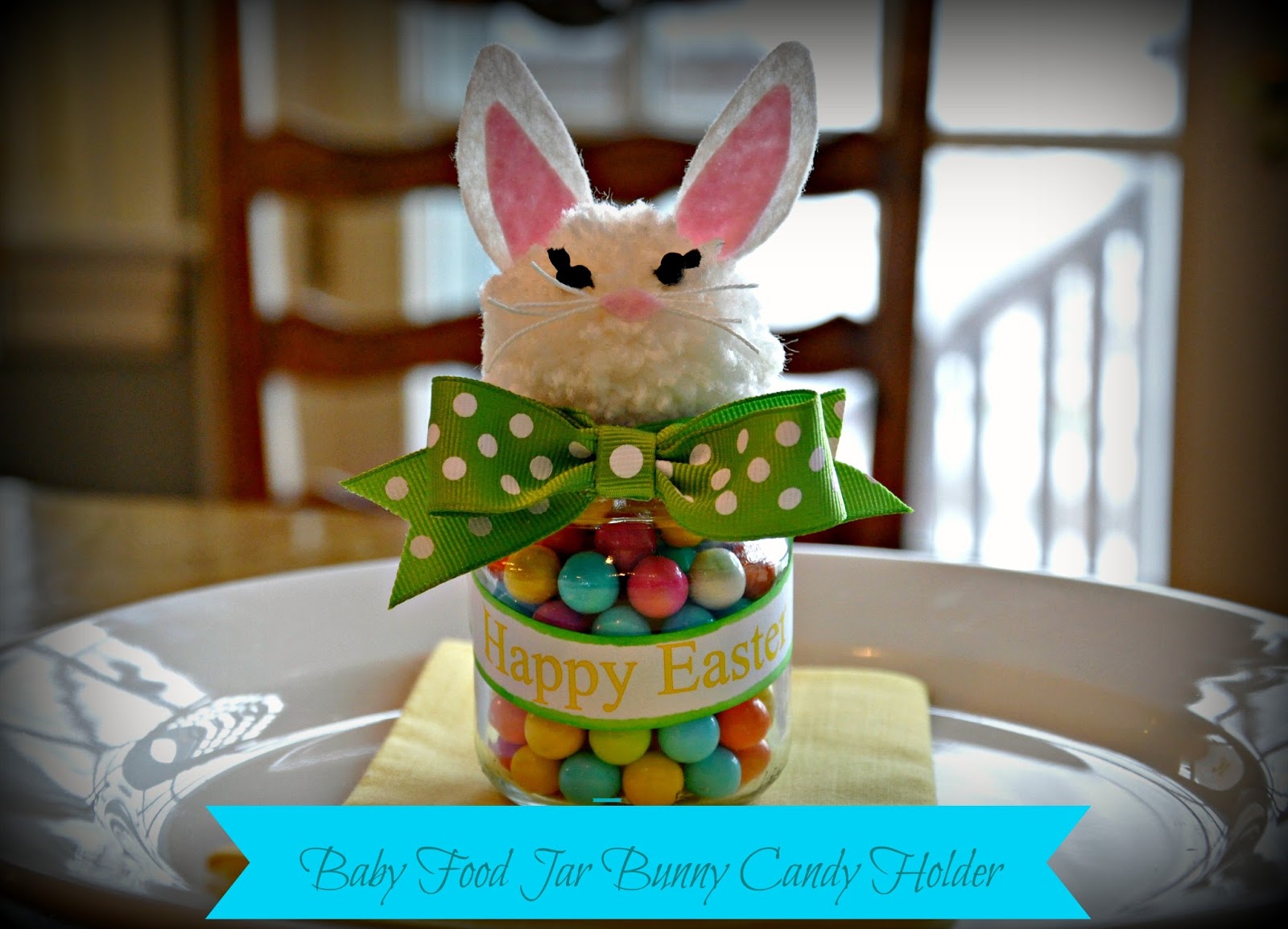 Serendipity Refined Blog Upcycled Baby Food Jar Easter Bunny Candy Holder