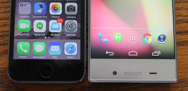 Sharp AQUOS Crystal and iPhone 5s