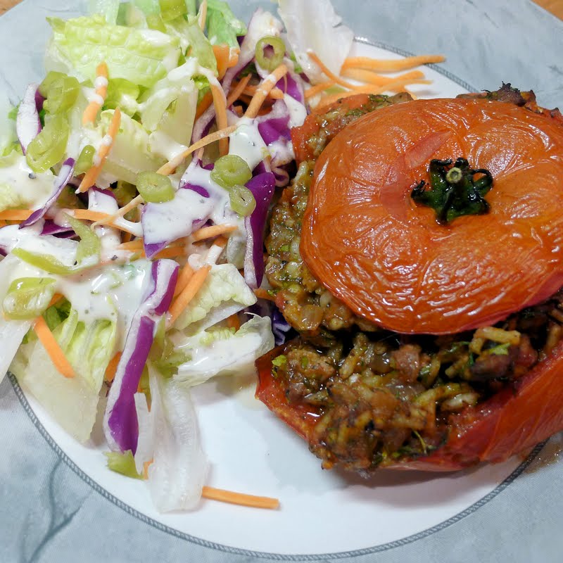 Culinary Adventures in London Lamb & Rice Stuffed Tomatoes
