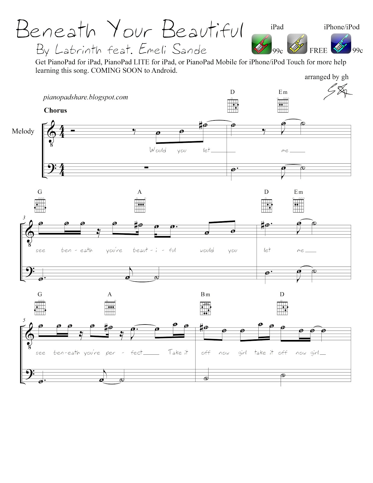 Pianopad Upload Community Reposted As Requested With Sheet Music This Song Titled Beneath Your Beautiful By Labrinth Feat Emeli Sande Was Exported From Pianopad By Gh