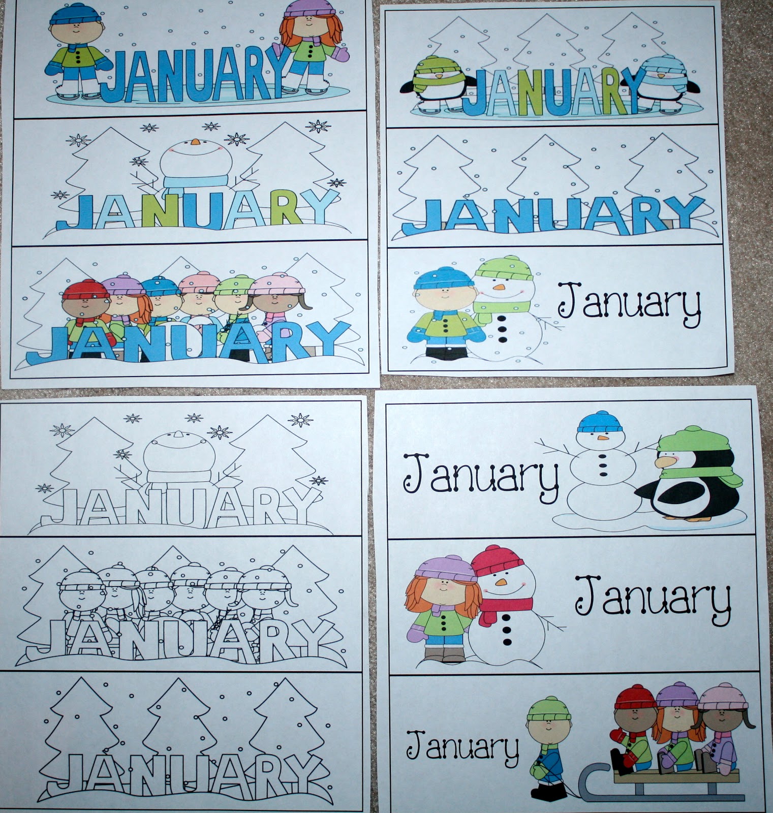 Calendar Cards for January Classroom Freebies