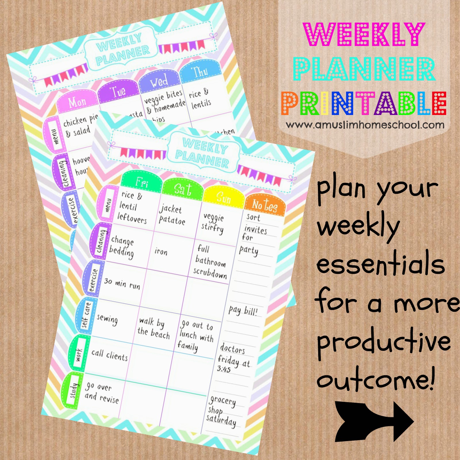 free weekly planner printable