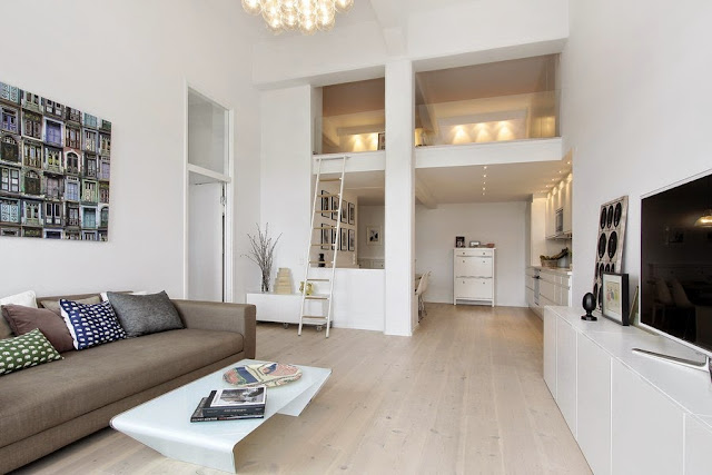 White Loft Apartment Design Ideas