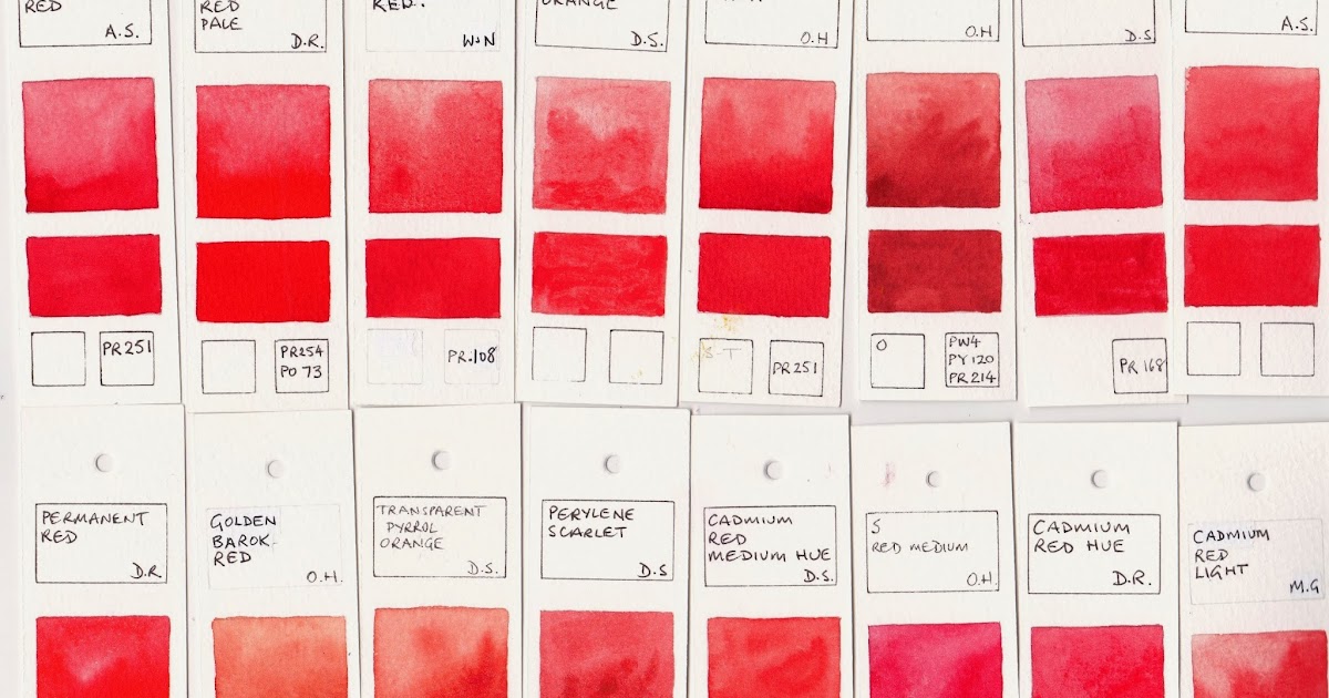 Jane Blundell Watercolour Comparisons 6 Reds