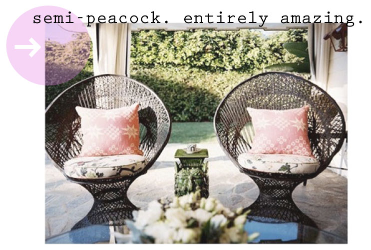 maple and shade Vintage peacock chairs.