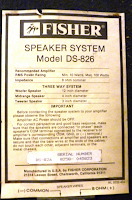 Fisher+DS-826+Speaker+Vintage specs