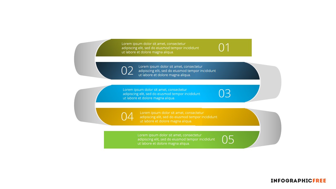 Free Infographic Ribbons Banners PowerPoint Template Infographicon