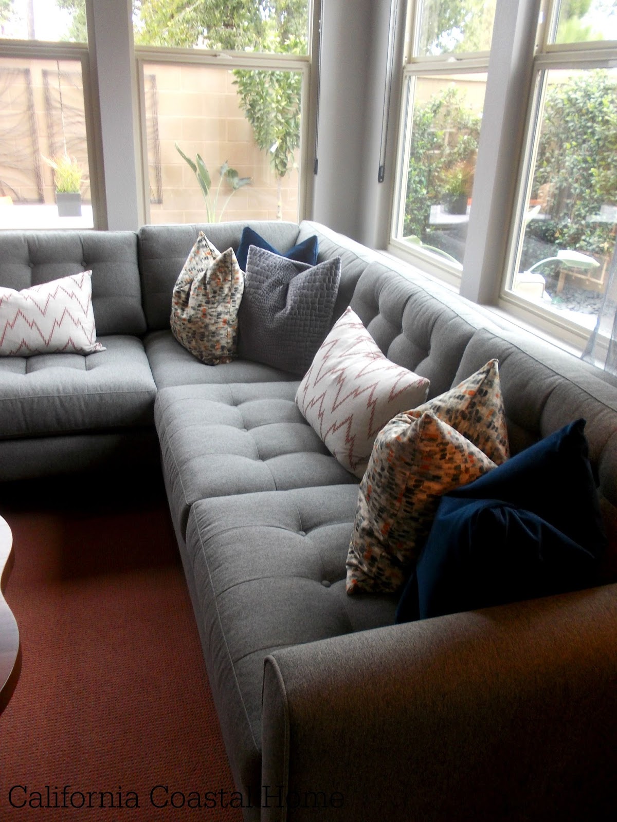 Modern Grey And Orange Living Room