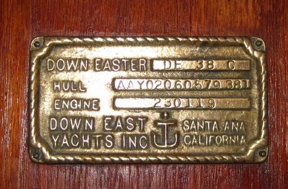 Downeaster Brass Plaque - Hull Number