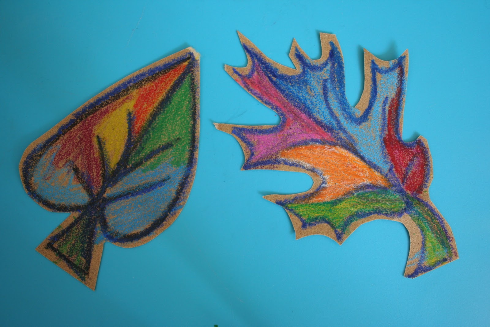 Pink and Green Mama * Easy Fall Kid Craft Sandpaper and Crayon Leaves