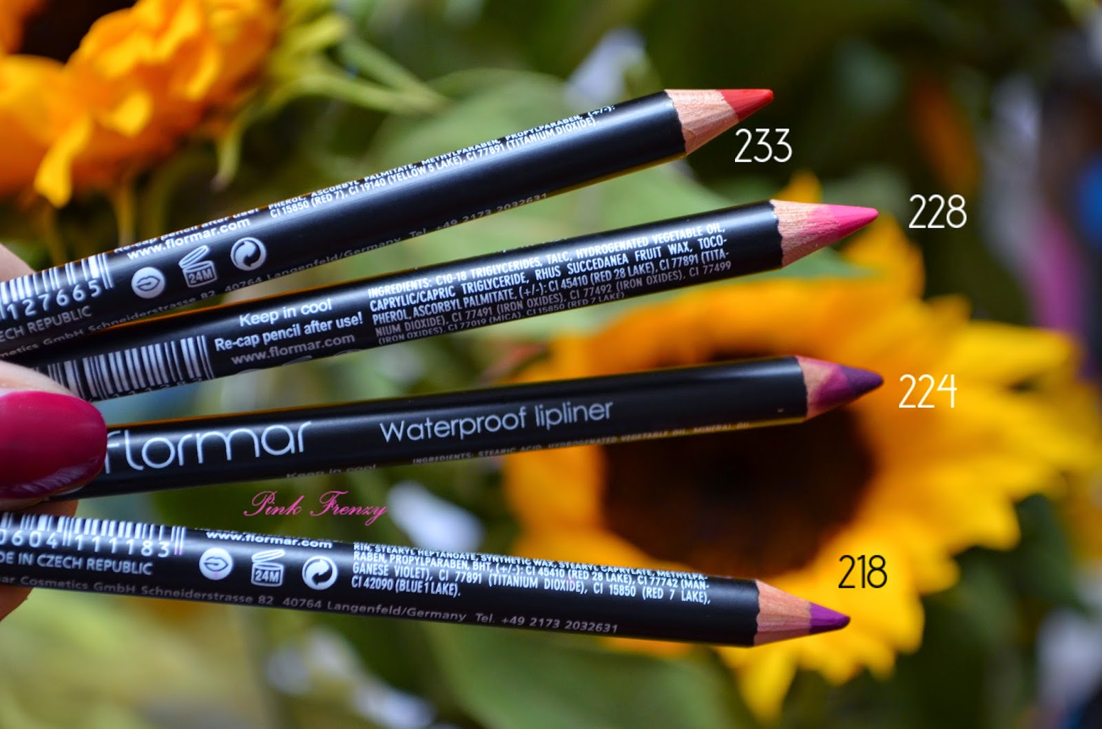 Review Flormar Waterproof Lipliner 228, 233, 224, 218 Pink Frenzy