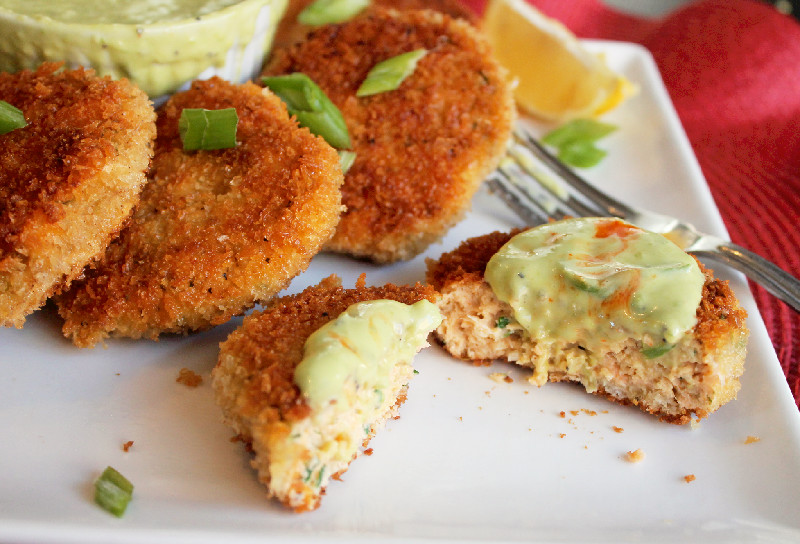 Creole Contessa Mini Salmon Croquettes with Creamy Avocado Sauce