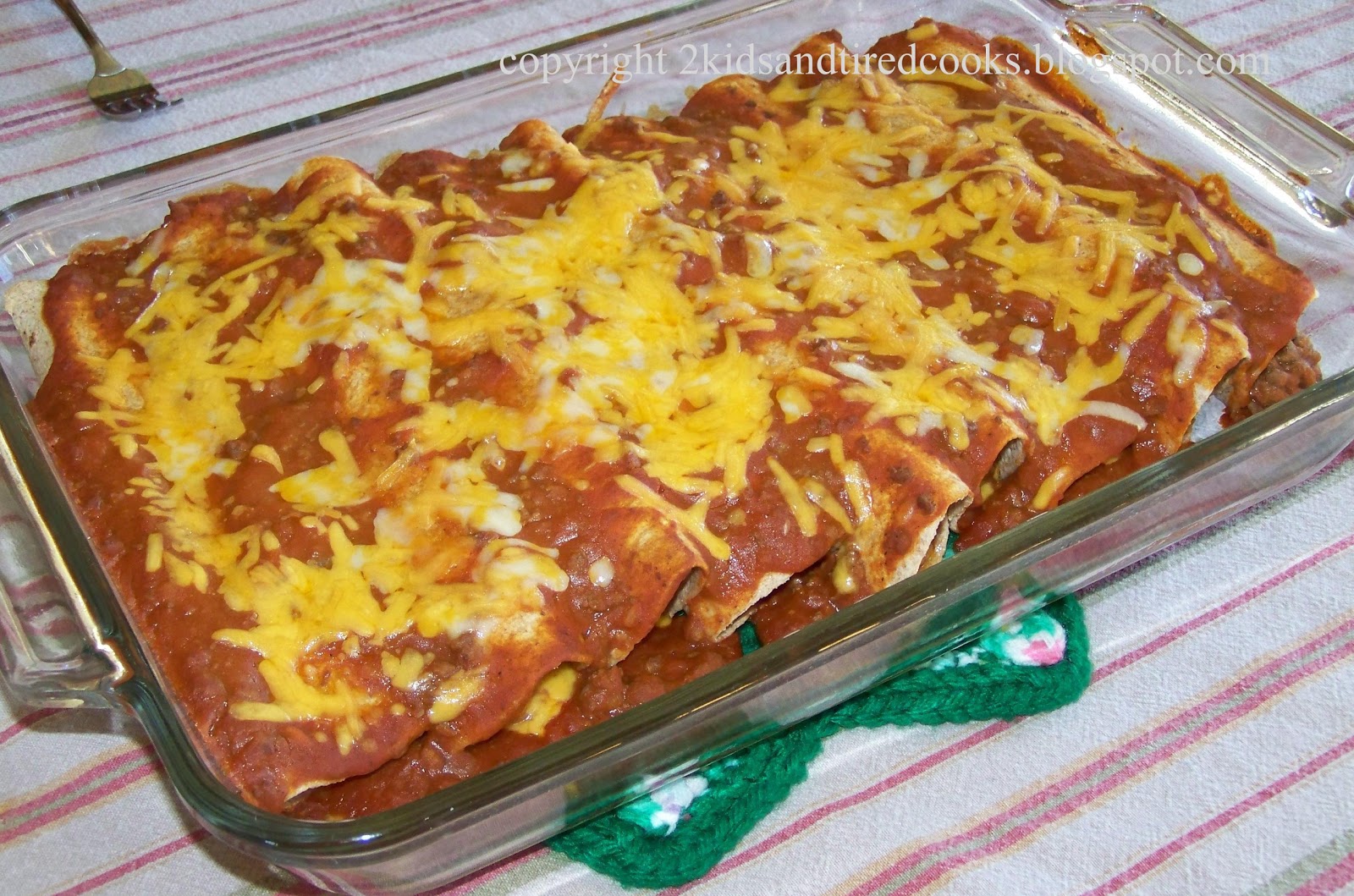 2 Kids and Tired Cooks Beef Enchiladas