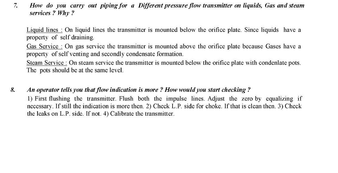 INSTRUMENT TECHNICIANS Instrument Questions 4