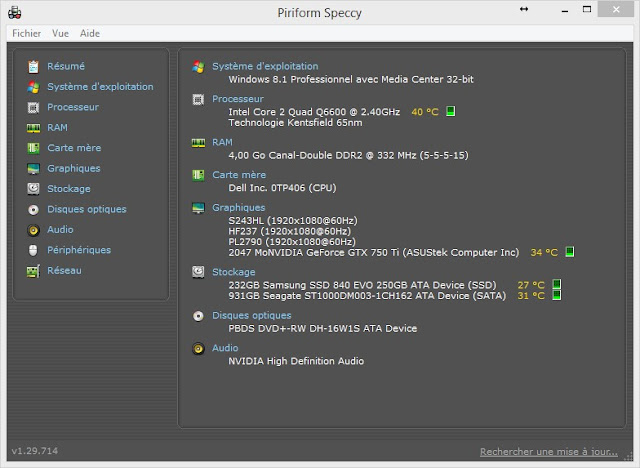 logiciel pour connaitre la temperature de mon ordinateur speccy de pirifi