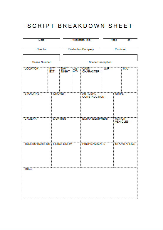 pre production script breakdown scheduling producing pm script breakdown sheet