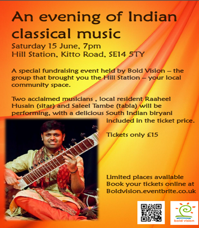 Brockley Central Classical Indian music night in Telegraph Hill The