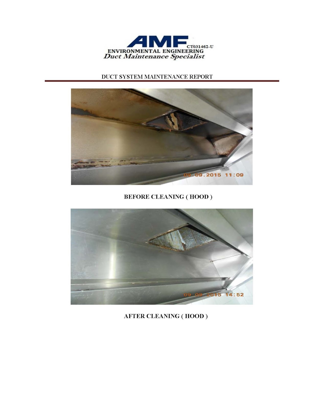 Exhaust duct hood cleaning service Before and After Cleaning
