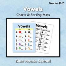 Blue House School - Vowels - Charts & Sorting Mats