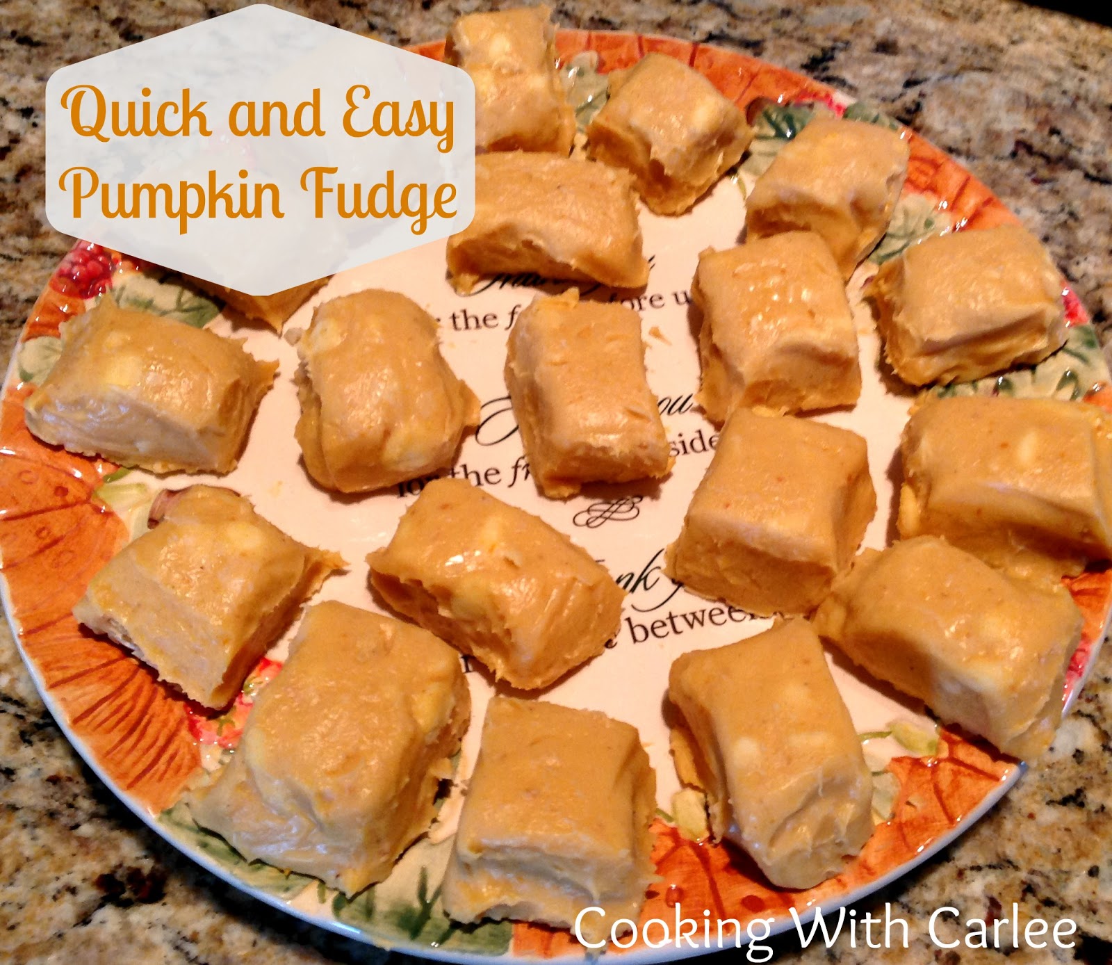 Cooking With Carlee Quick and Easy Pumpkin Fudge A Guest Post by MiMi