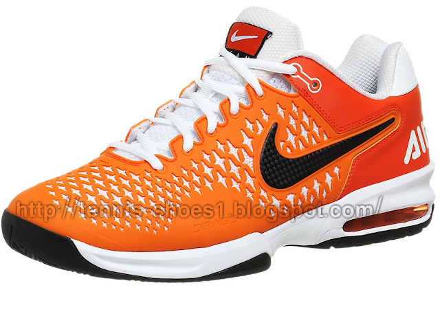 orange and white tennis shoes