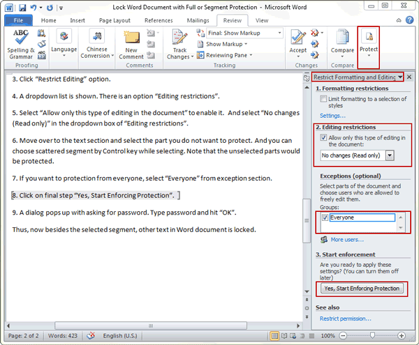 how to edit protect word document