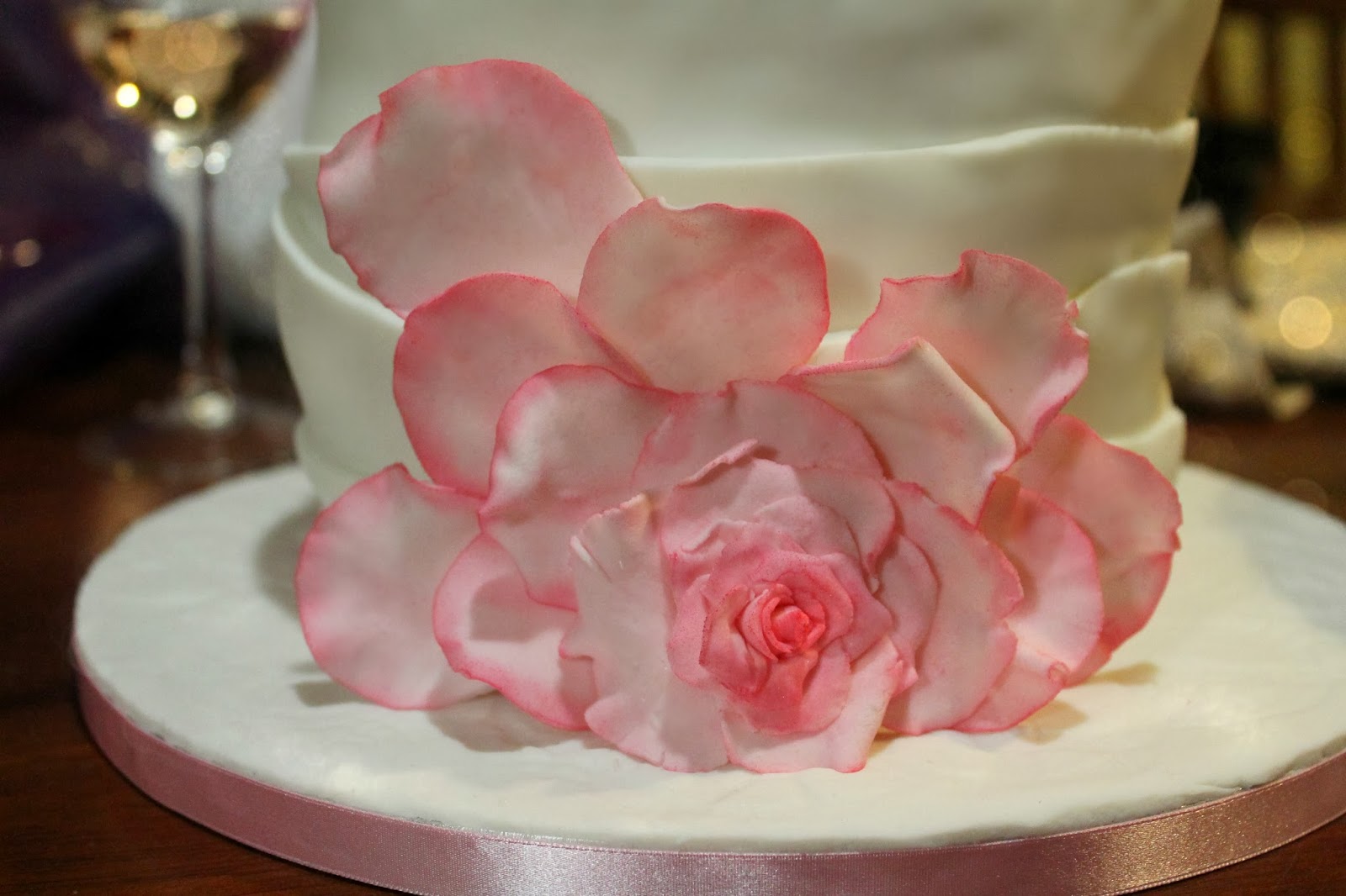 Lick The Spoon Fondant Rose Petal Engagement Cake