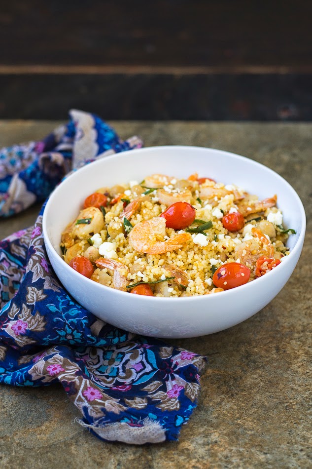 Mix and Stir Couscous with Shrimp and Feta cheese
