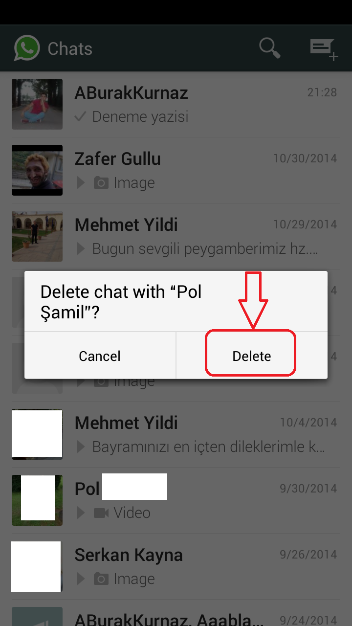 Social Media Help delete chat in whatsapp