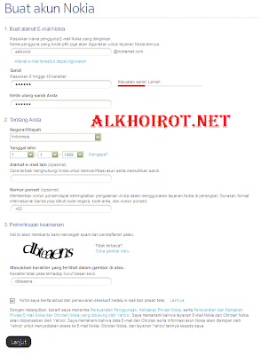 Pendaftaran Email Nokia