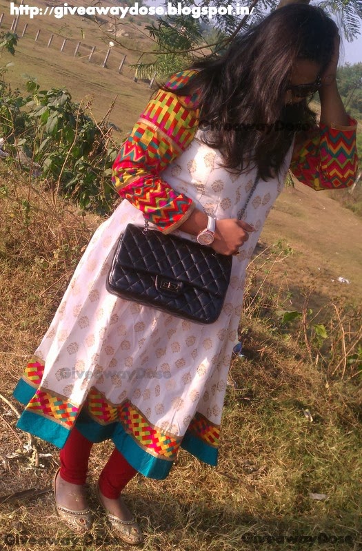 Giveaway dose: Look of the day - Desi Style ( Long Flared Kurti